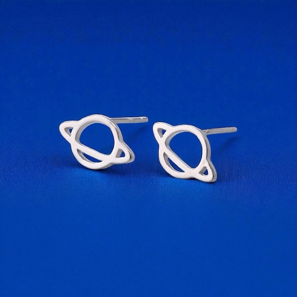 Stunning 925 Sterling Silver Planet Stud Earrings - NWOT - Picture 4 of 4